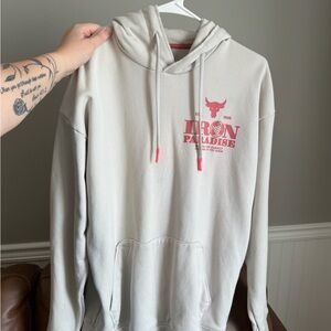 Under Armour Cream Hoodie with Red Logo